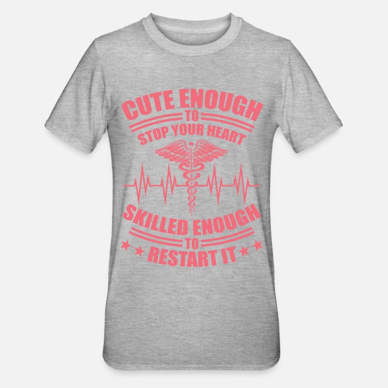 Hübsche Krankenschwester MFA Geschenk - Unisex Polycotton T-Shirt - Grau meliert