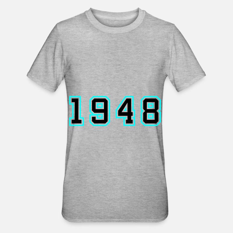 1948 Année Anniversaire - T-shirt polycoton Unisexe - gris chiné