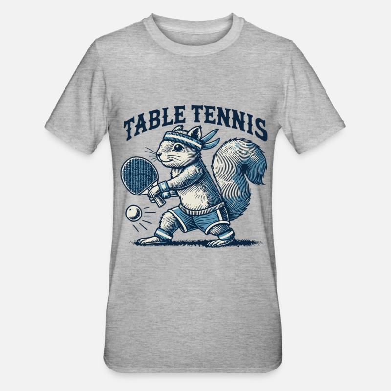 Retro Table Tennis Squirrel Fun - Unisex Polycotton T-Shirt - heather grey