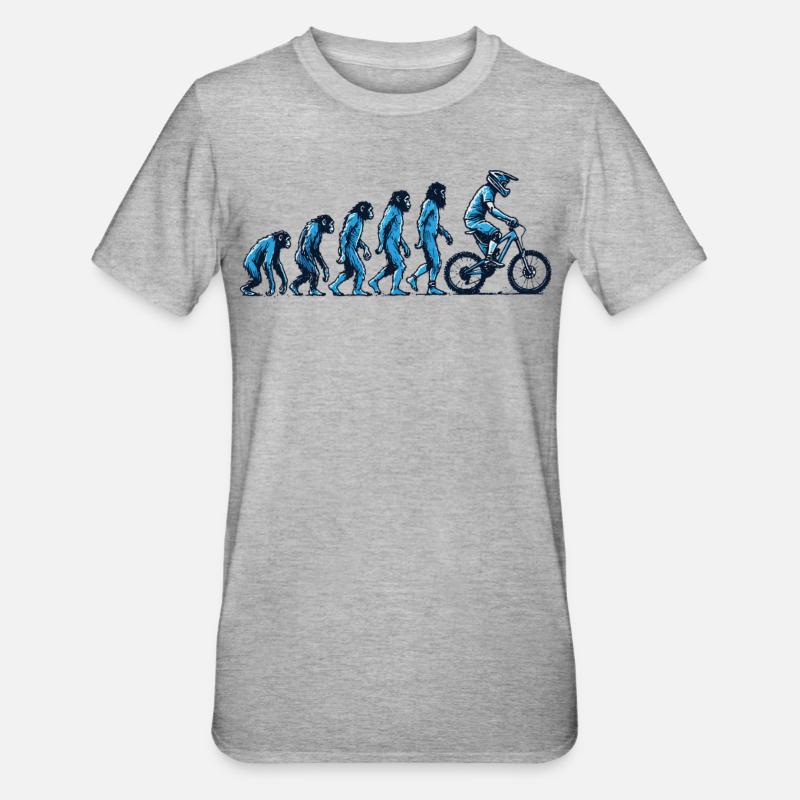 Evolution Vom Affen Zum Fahrradfahrer - Unisex Polycotton T-Shirt - Grau meliert