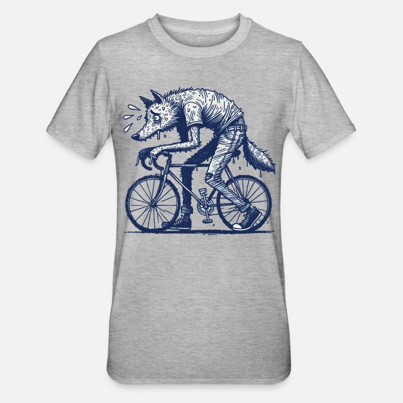 Bicycle Wolf Creative Cycling Design - Unisex Polycotton T-Shirt - heather grey