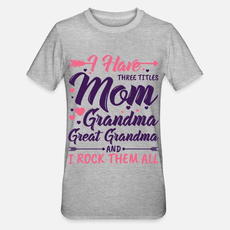 Urgroßmutter Uroma Geschenkidee - Unisex Polycotton T-Shirt - Grau meliert