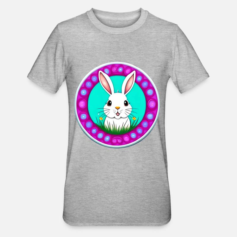 White Easter Flower Meadow - T-shirt polycoton Unisexe - gris chiné