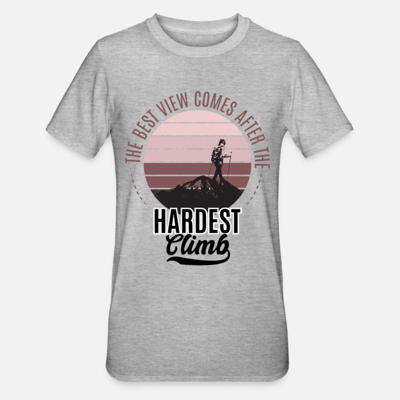 Hiker Mountaineer Climber Mountains - Unisex Polycotton T-Shirt - heather grey
