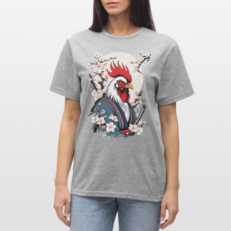 Coq Vintage samouraï Ukiyo-E Style Design T-shirt polycoton Unisexe