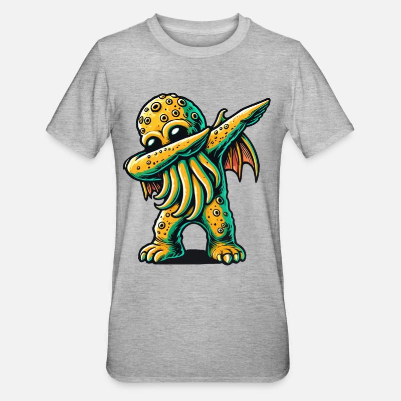 Lustiger Dabbender Cthulhu Dabbing Design - Unisex Polycotton T-Shirt - Grau meliert