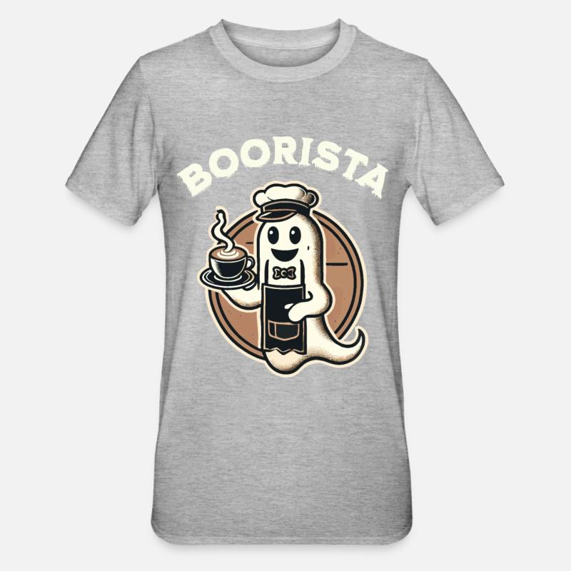 Funny Coffee Saying Spooky Ghosts - Unisex Polycotton T-Shirt - heather grey