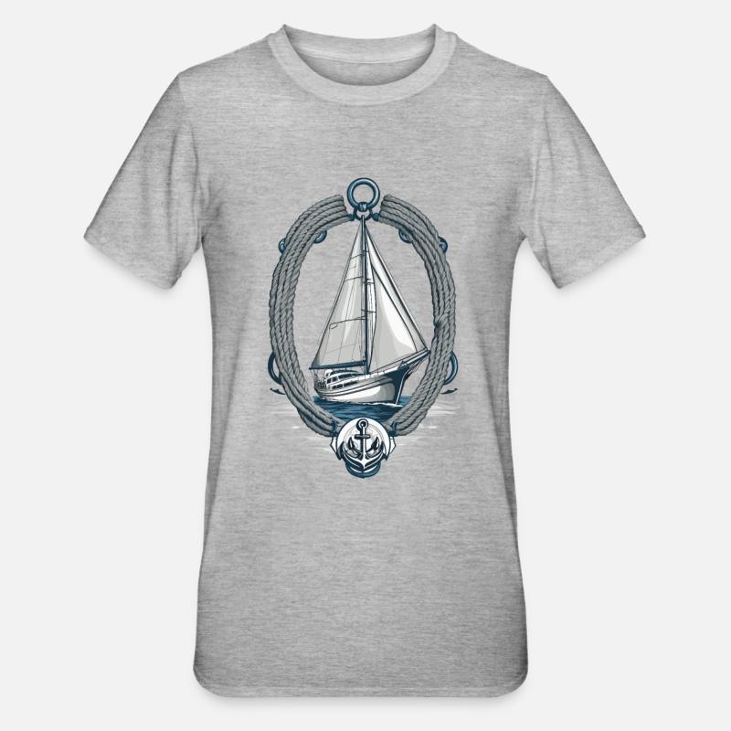 Voile Aventure Élégance Maritime - T-shirt polycoton Unisexe - gris chiné