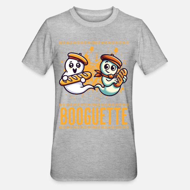 Baguette Ghost Booguette Fun - T-shirt polycoton Unisexe - gris chiné