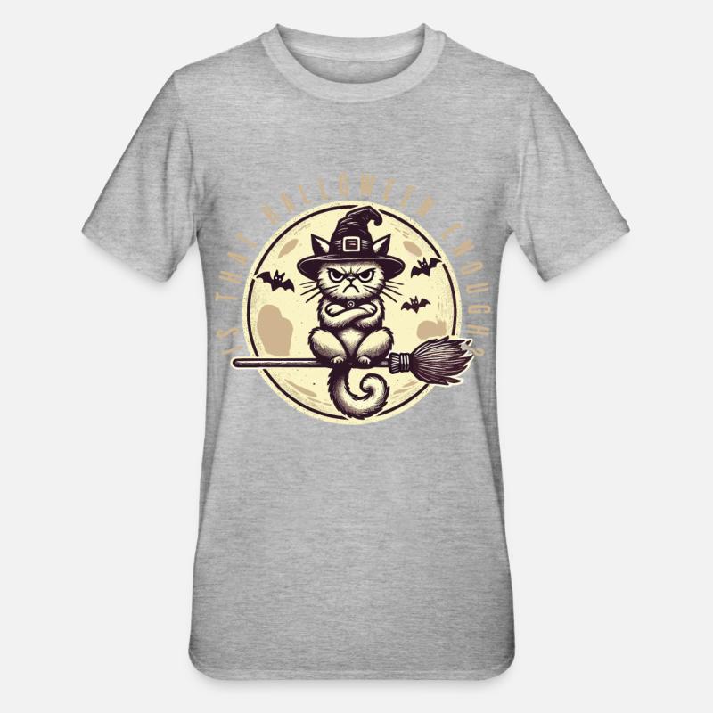 Halloween suffit-il chat sorcière - T-shirt polycoton Unisexe - gris chiné