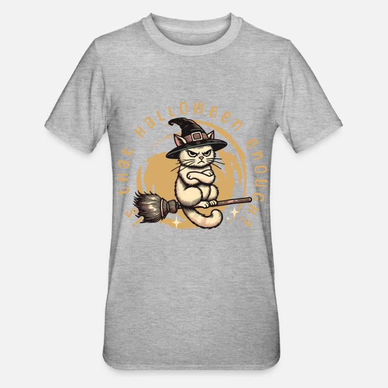 Halloween suffit-il chat sorcière - T-shirt polycoton Unisexe - gris chiné