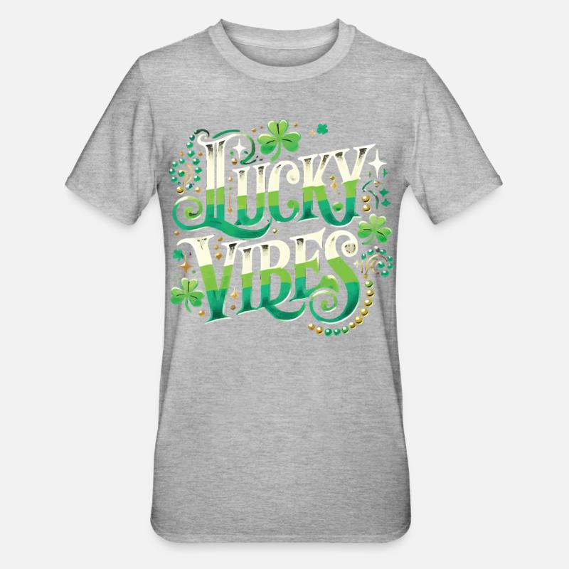 Saint-Patrick Lucky Vibes Design - T-shirt polycoton Unisexe - gris chiné
