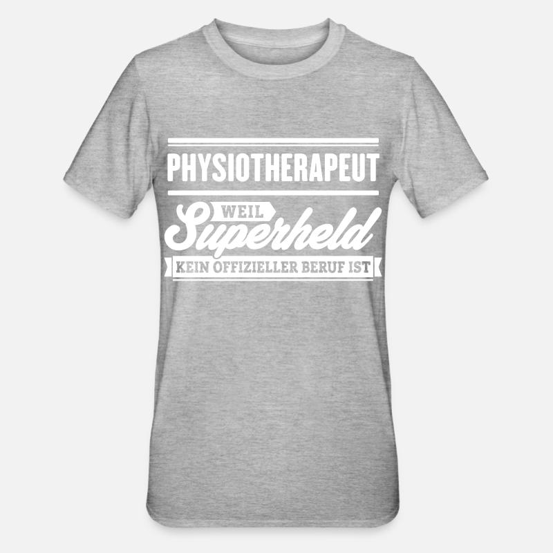 Superheld Physiotherapeut - Unisex Polycotton T-Shirt - Grau meliert
