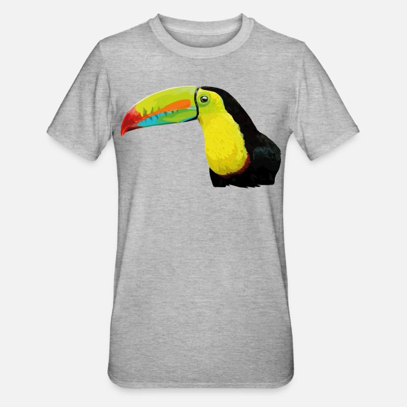 Toucan à bec vert - T-shirt polycoton Unisexe - gris chiné