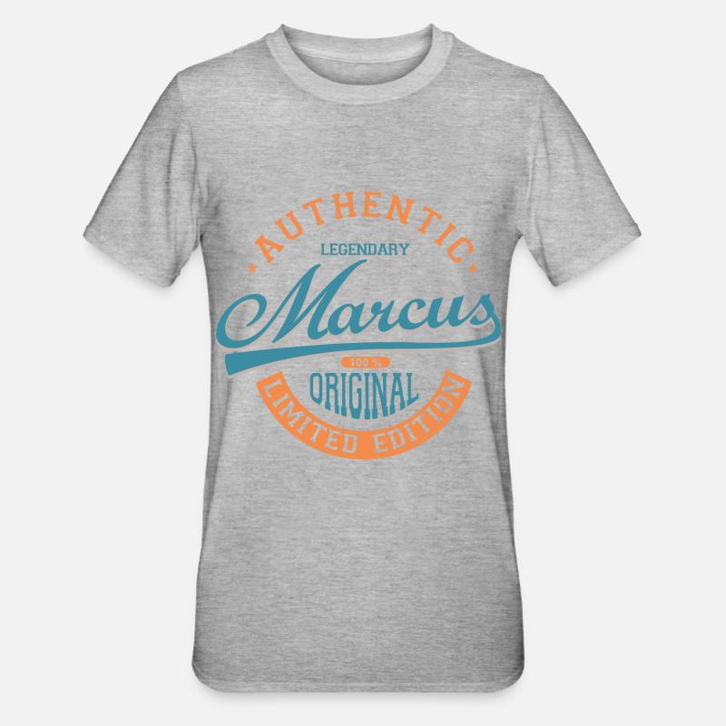 Marcus tshirt personalisierte Geschenk Name Marcus - Unisex Polycotton T-Shirt - Grau meliert