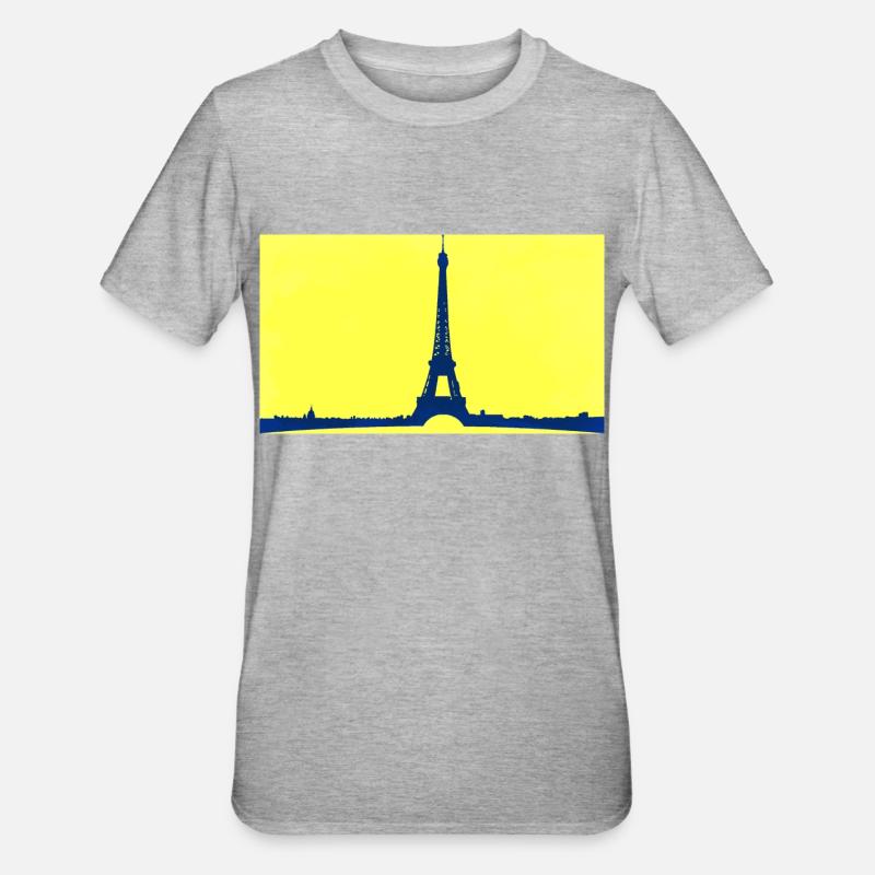 Tour Eiffel dans abstrait - T-shirt polycoton Unisexe - gris chiné