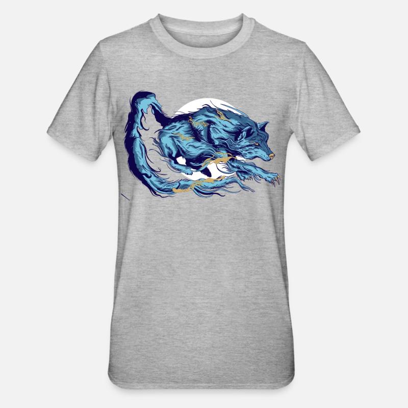 Blauer Wolf - Unisex Polycotton T-Shirt - Grau meliert