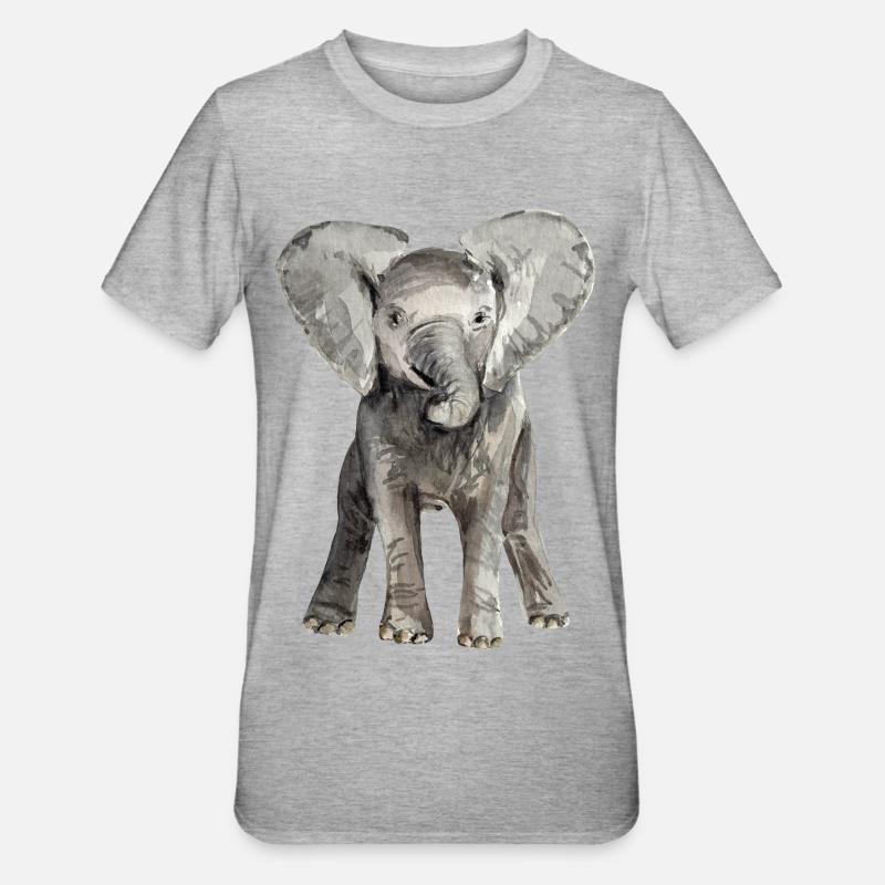 Éléphant bébé - T-shirt polycoton Unisexe - gris chiné