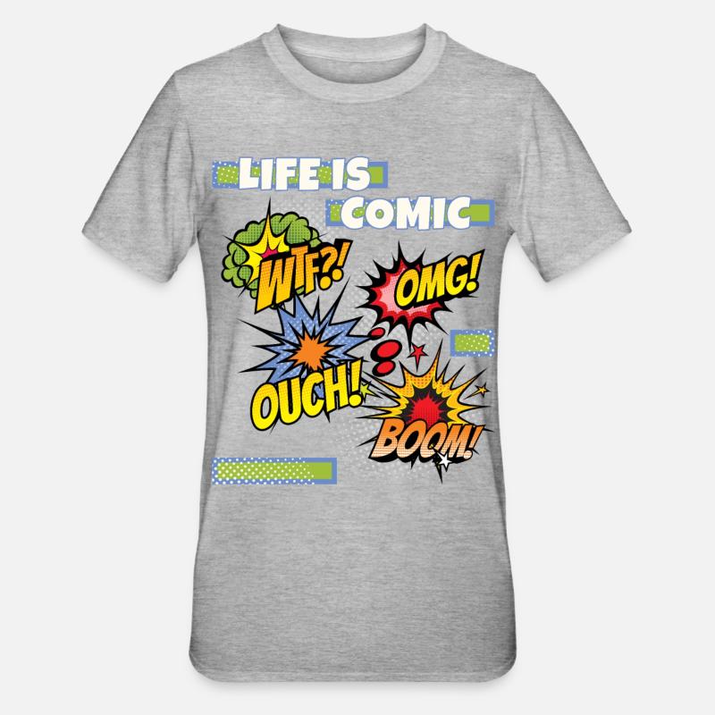 Comic, Comic-Strips, lustiger Spruch Comicstyle - Unisex Polycotton T-Shirt - Grau meliert