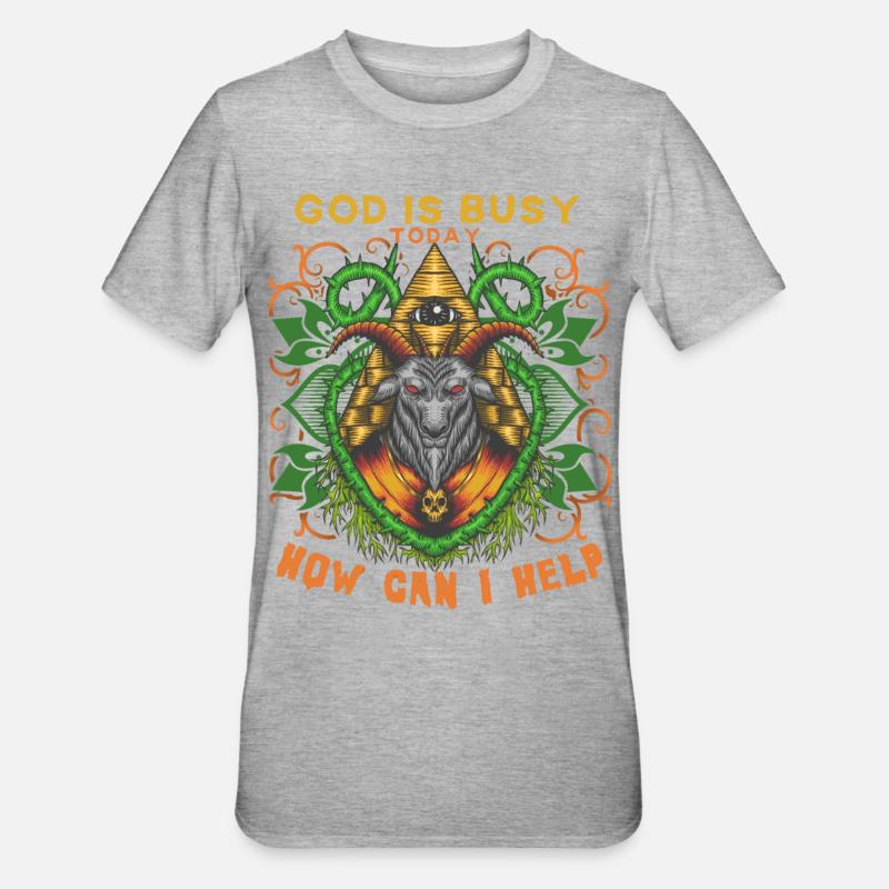 Baphomet, divinité occulte, Illuminati - T-shirt polycoton Unisexe - gris chiné