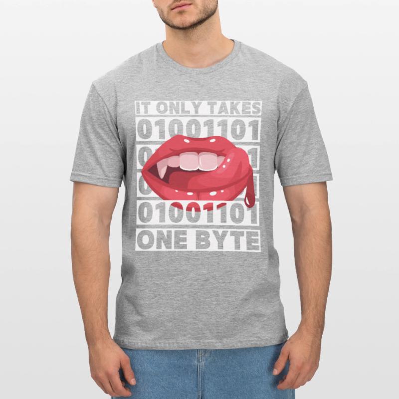 Bit bytes Binary Computer Nerd, Vampire, Dire, Jeu de mots T-shirt polycoton Unisexe