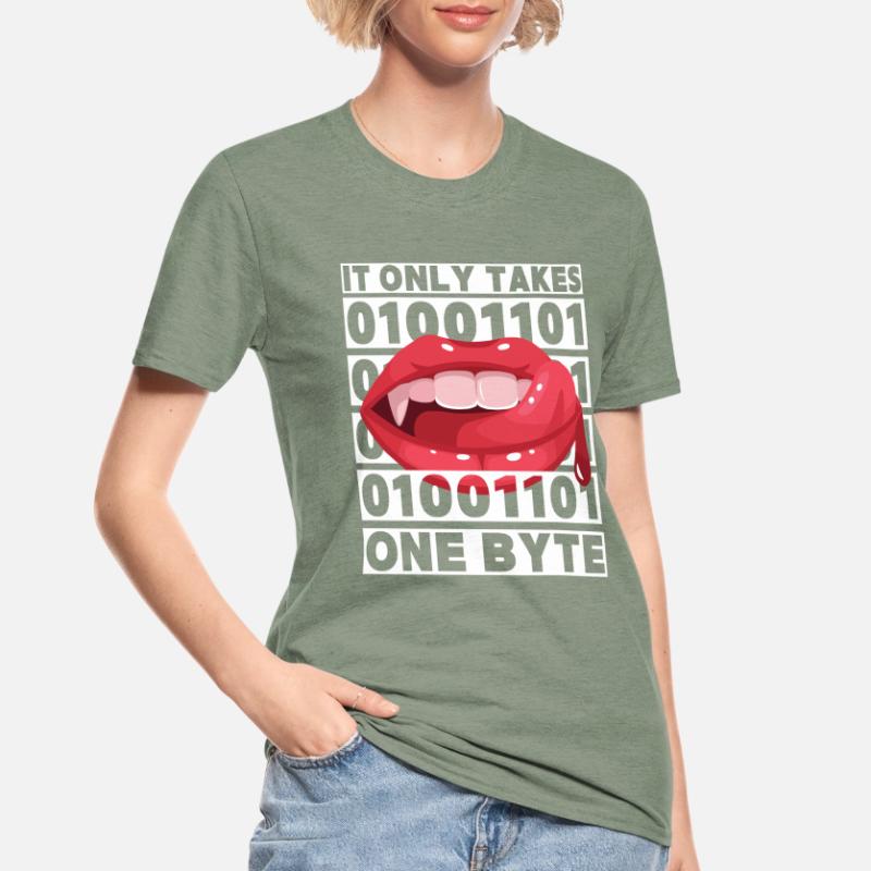 Bit Bytes Binary Computer Nerd, Vampire, Saying, Pun Unisex Polycotton T-Shirt