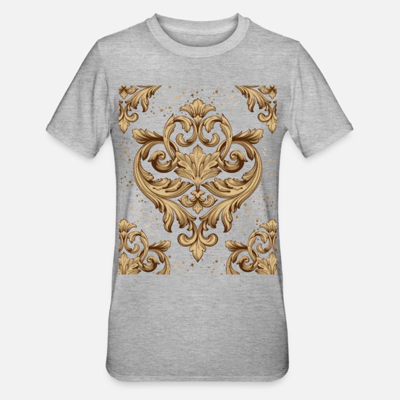 Barock, Barock-Design, Baroque Boho-Ornament - Unisex Polycotton T-Shirt - Grau meliert