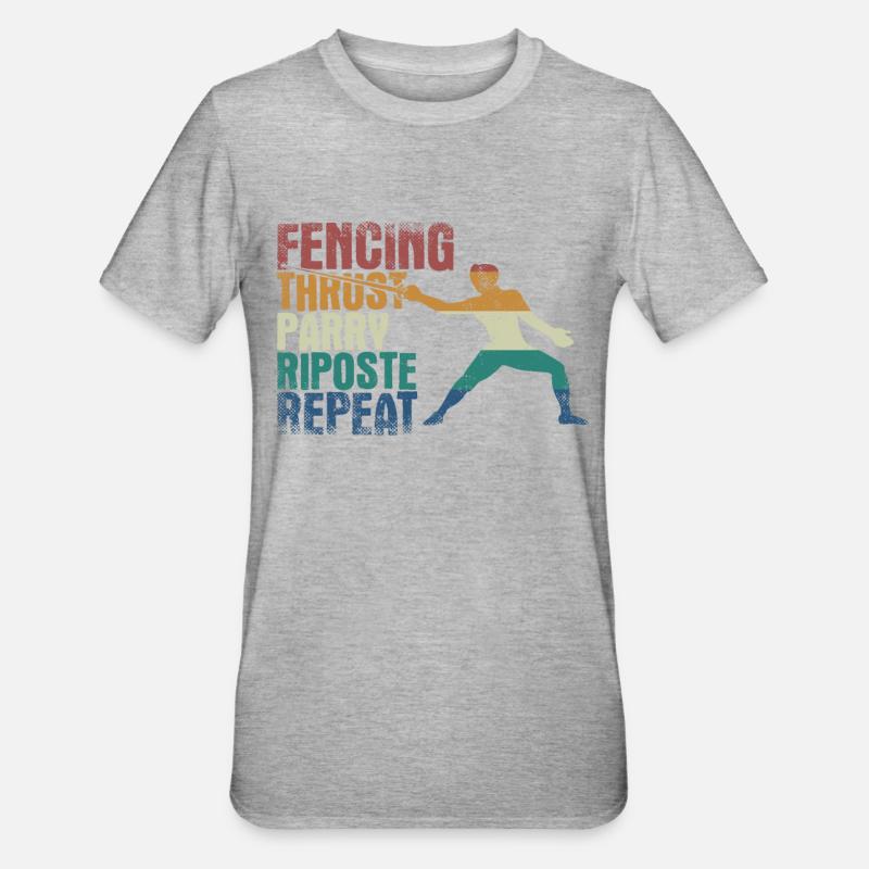 Fencing Thrust Parry Riposte Repeat - Unisex Polycotton T-Shirt - heather grey