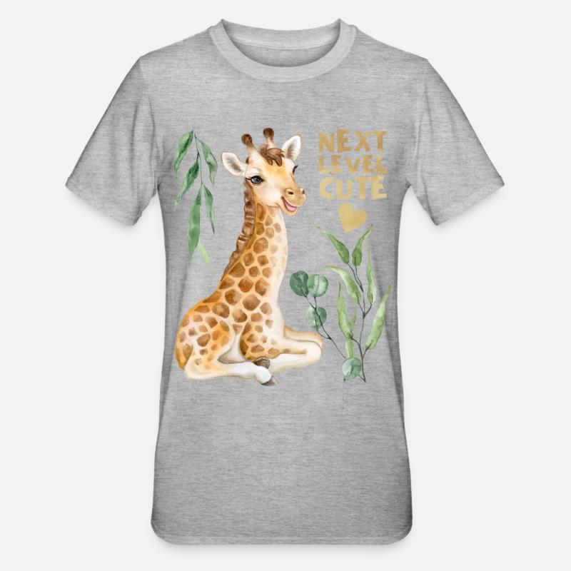 Comic Giraffe, lustiger Spruch - Unisex Polycotton T-Shirt - Grau meliert