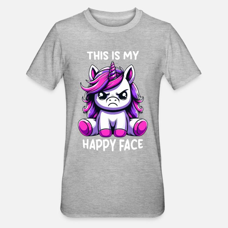 C’est mon visage heureux - T-shirt polycoton Unisexe - gris chiné
