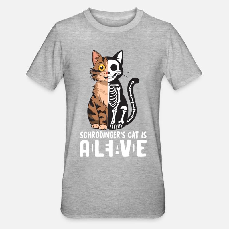 Schrödinger's Cat Dead and Alive - Unisex Polycotton T-Shirt - heather grey