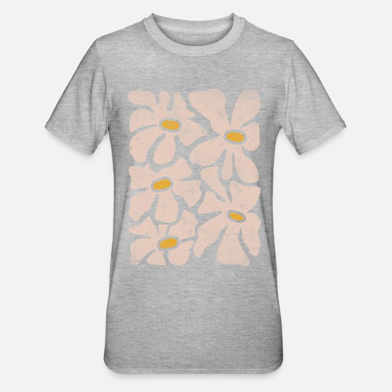 Fleurs sauvages boho - T-shirt polycoton Unisexe - gris chiné