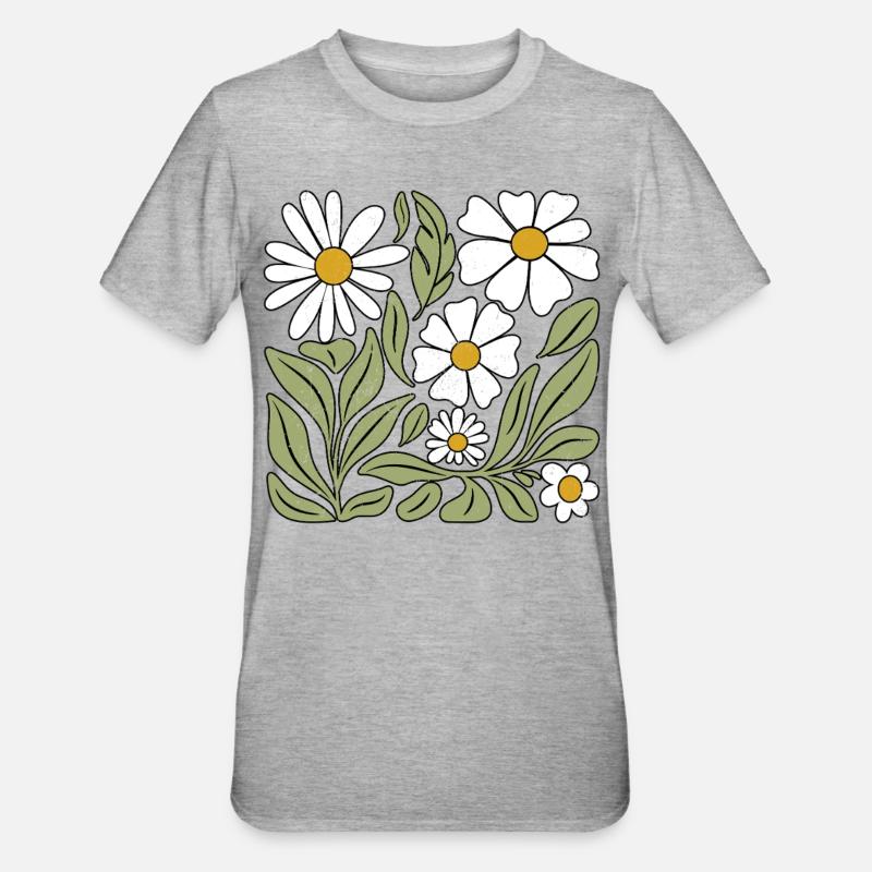 Gänseblümchen Blume Boho Blumen - Unisex Polycotton T-Shirt - Grau meliert