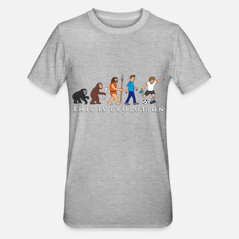evolution_fussball_comic_a - T-shirt polycoton Unisexe - gris chiné