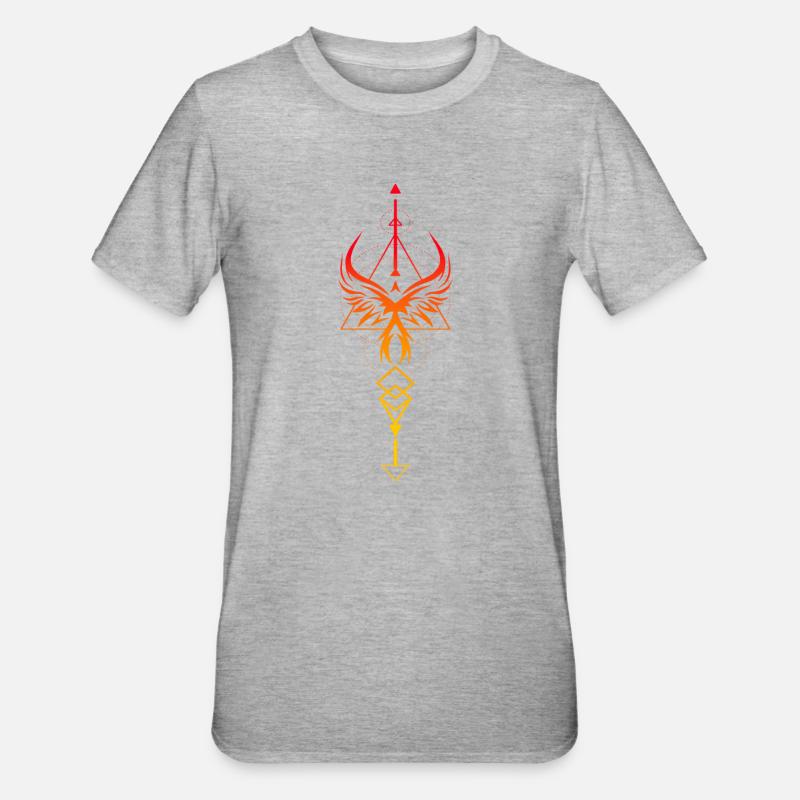 Symbole verticale phénix Valkyrie - T-shirt polycoton Unisexe - gris chiné