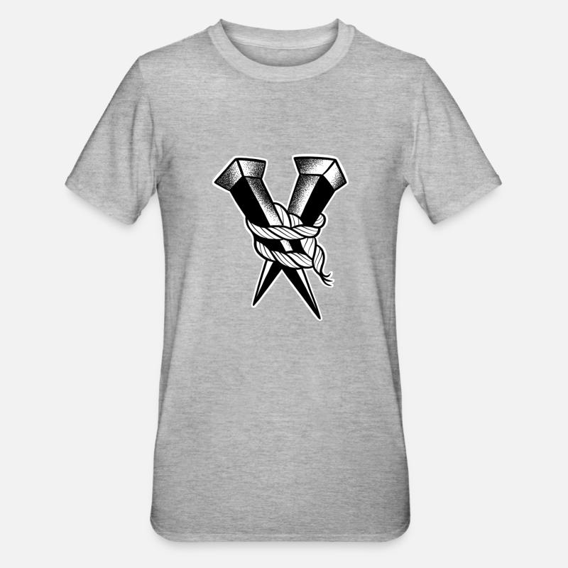 Double clou old school - T-shirt polycoton Unisexe - gris chiné
