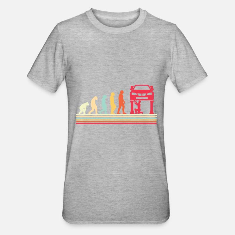 KFZ Mechaniker Autowerkstatt Schrauber Evolution - Unisex Polycotton T-Shirt - Grau meliert