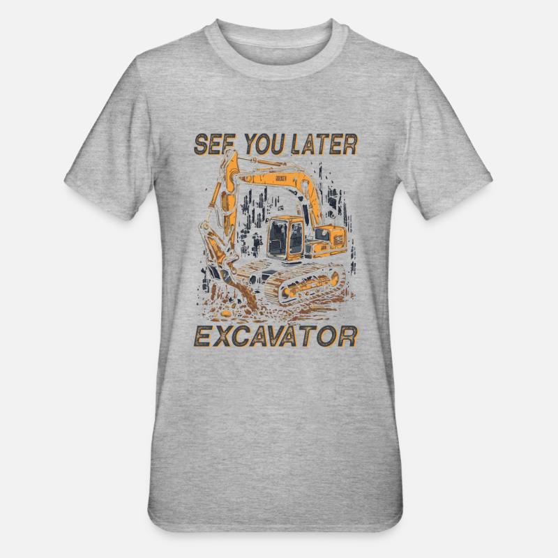 Straßenbau Bis Später Bagger - Unisex Polycotton T-Shirt - Grau meliert