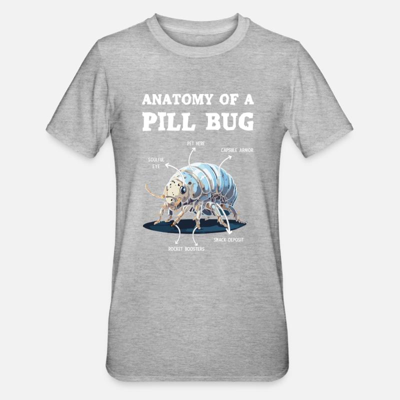 Anatomie Eines Pillenbugs - Unisex Polycotton T-Shirt - Grau meliert