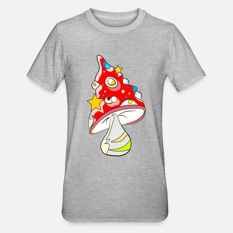 Champignon rouge - agaric de mouche - T-shirt polycoton Unisexe - gris chiné