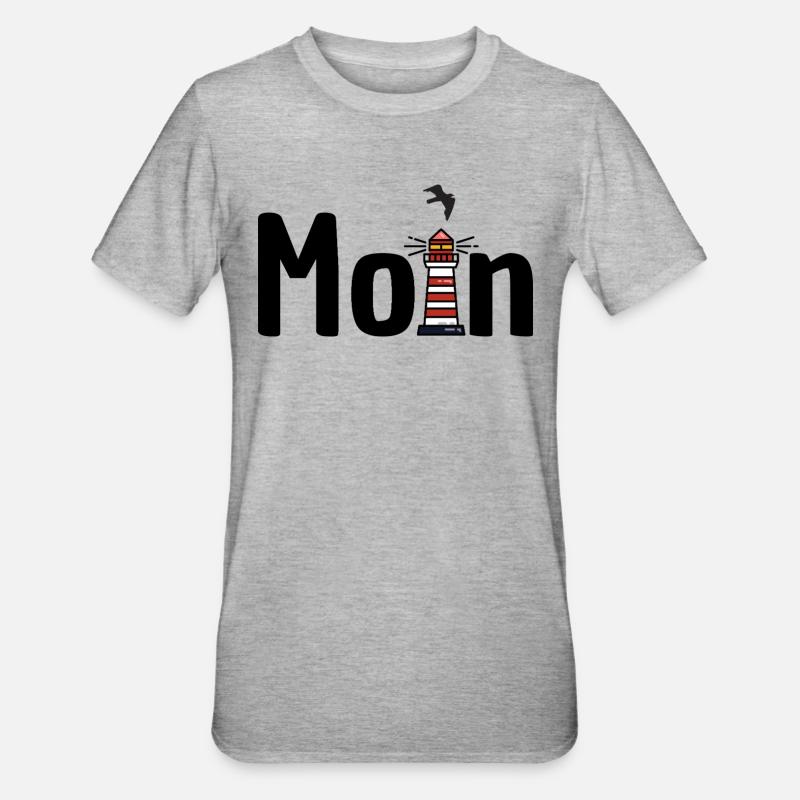 Moin Leuchtturm Möwe - Unisex Polycotton T-Shirt - Grau meliert
