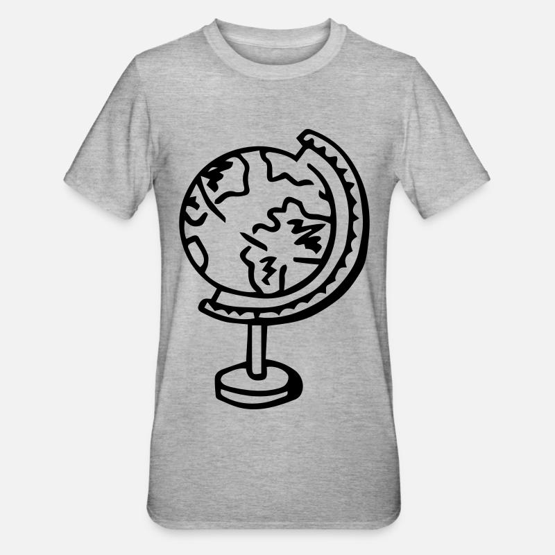 Globus Erdkugel Geschenkidee - Unisex Polycotton T-Shirt - Grau meliert
