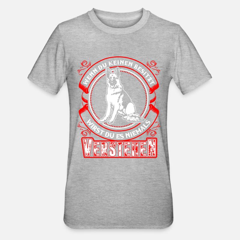 Deutscher Schäferhund - Unisex Polycotton T-Shirt - Grau meliert