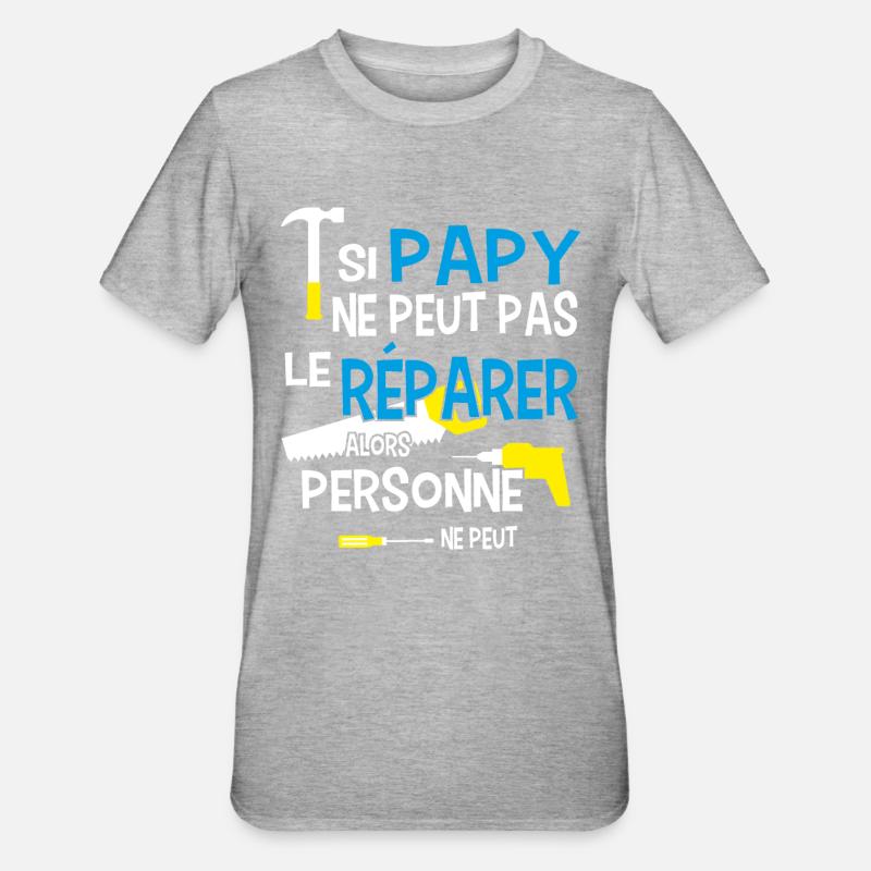 Papy bricoleur bricolage - T-shirt polycoton Unisexe - gris chiné