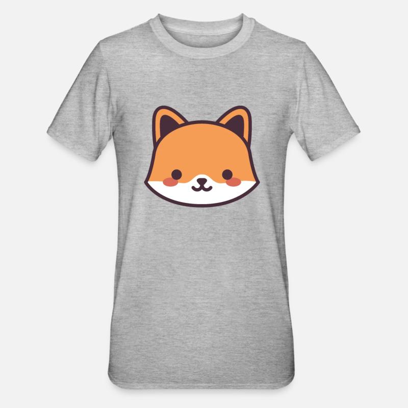 Fox kawaii - Unisex Polycotton T-Shirt - heather grey