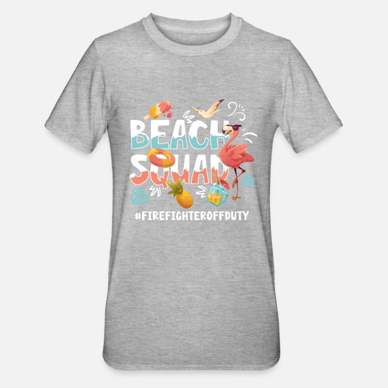 Firefighter Vacation Beach Group - Unisex Polycotton T-Shirt - heather grey