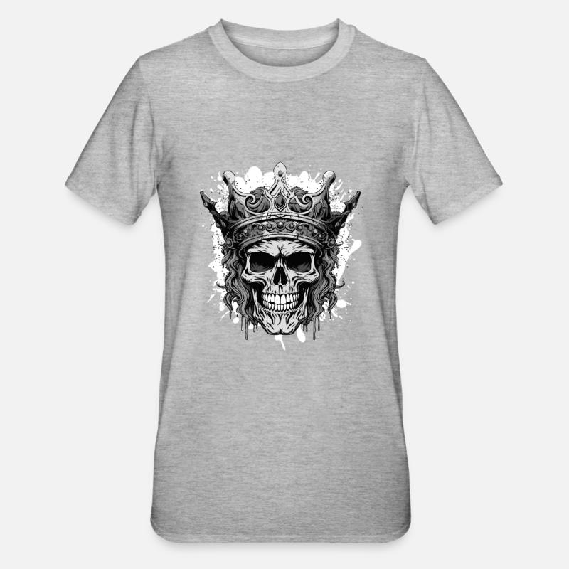 Skull King Crown Skeleton - Unisex Polycotton T-Shirt - heather grey