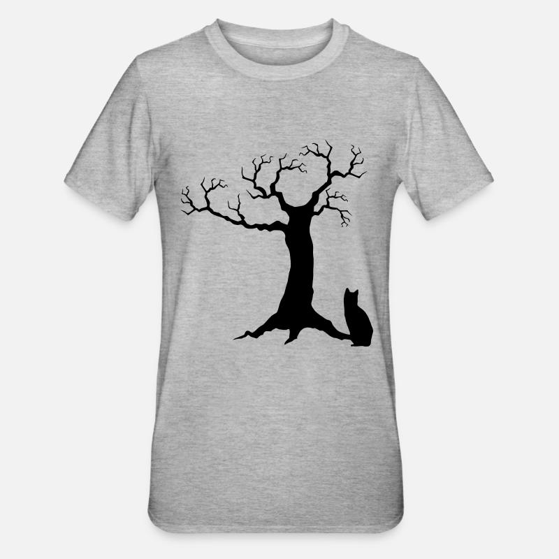 Chat chat arbre chats - T-shirt polycoton Unisexe - gris chiné