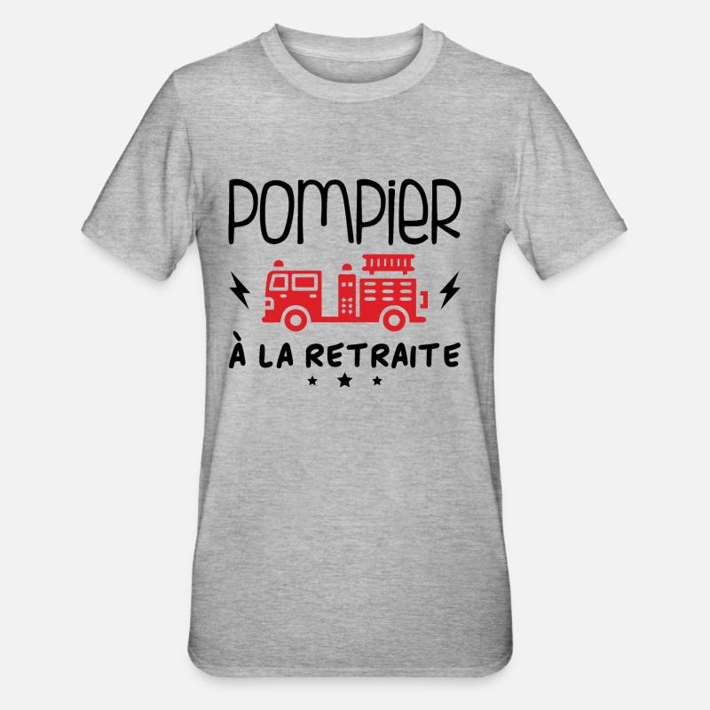Pompier À La Retraite - T-shirt polycoton Unisexe - gris chiné