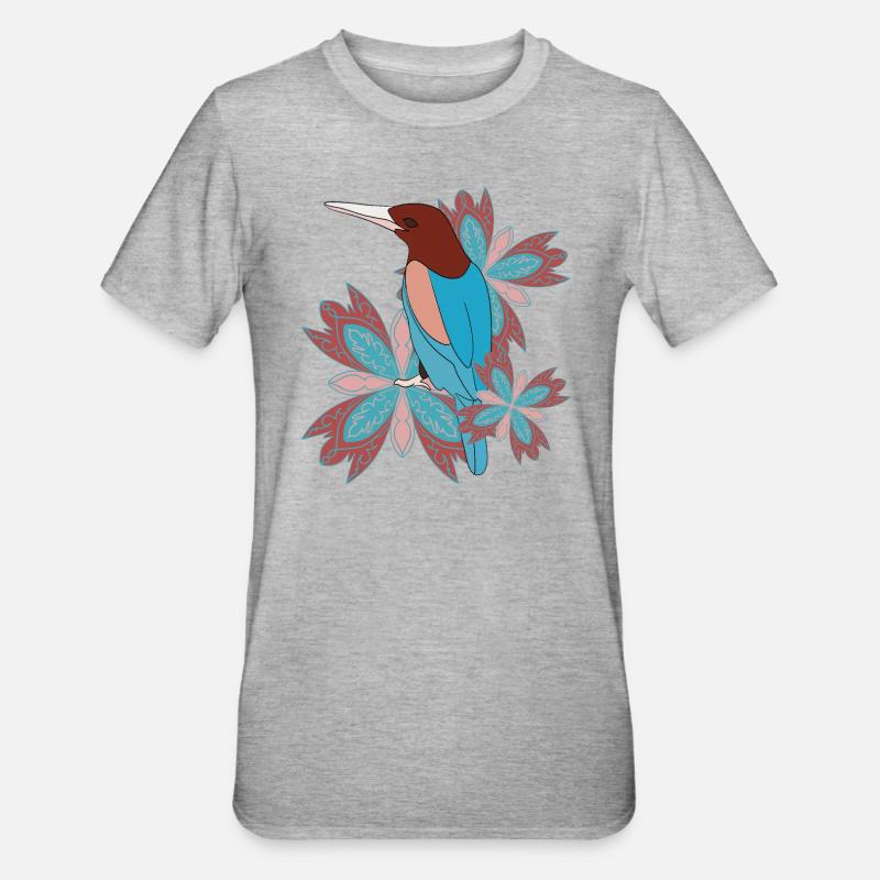 Mandala Vogel - Unisex Polycotton T-Shirt - Grau meliert